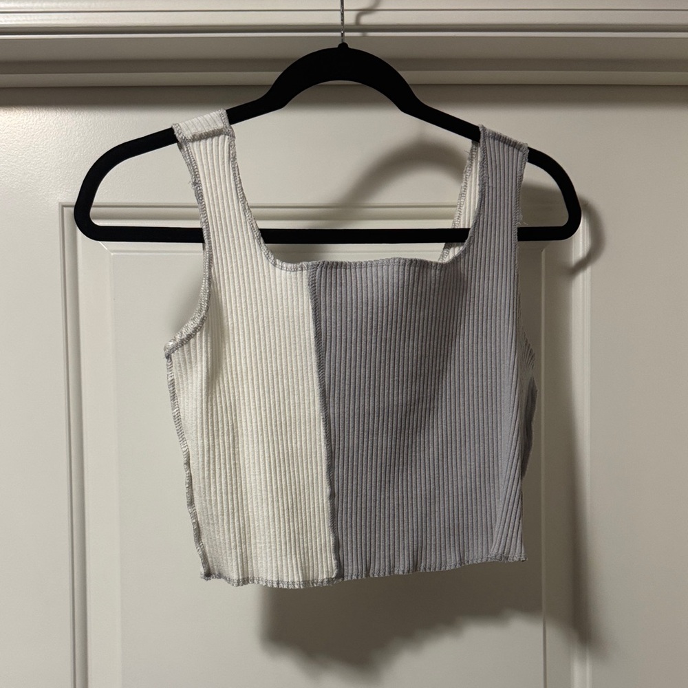 Papermoon Two-Tone Ribbed Crop Top